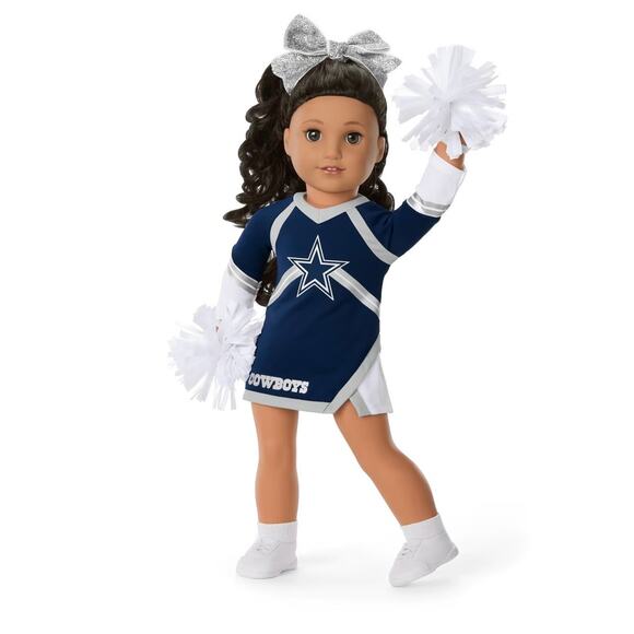 American Girl NFL Dallas Cowboys Cheer UNFORM DCC Cheerleader Costume Pom Poms - Picture 4 of 11